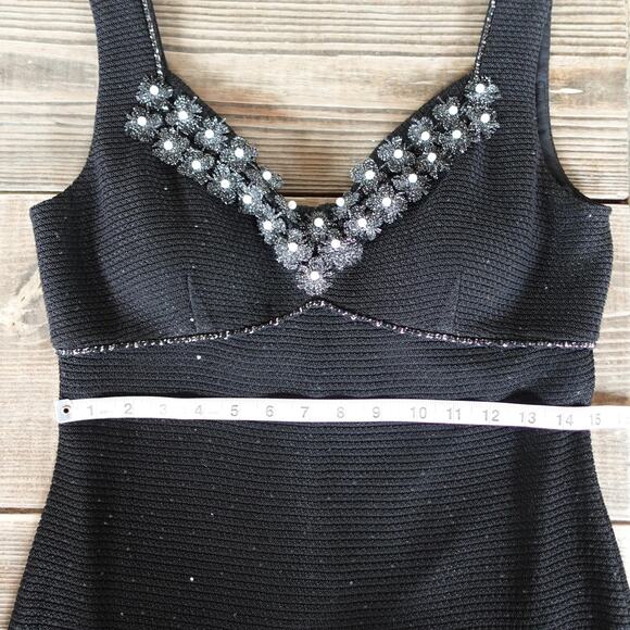 St John Dress Womens 6 Black Caviar Beaded Embellished Knit Cocktail NWT $1695 - Picture 9 of 12